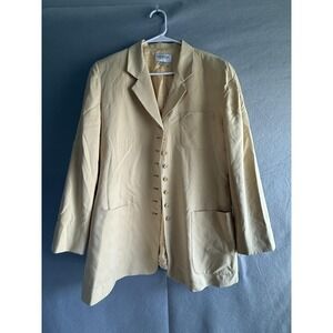 Emanuel Ungaro Blazer Womens 12 Yellow Long 8 Button Notch Lapel Lined Jacket